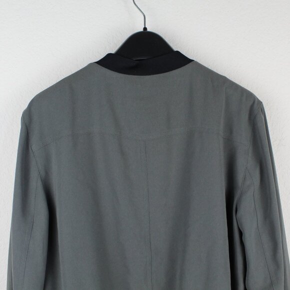 NWT Theory Front Zip Bomber Jacket, Thyme Green– Minimalist Lightweight Layer - Picture 12 of 14